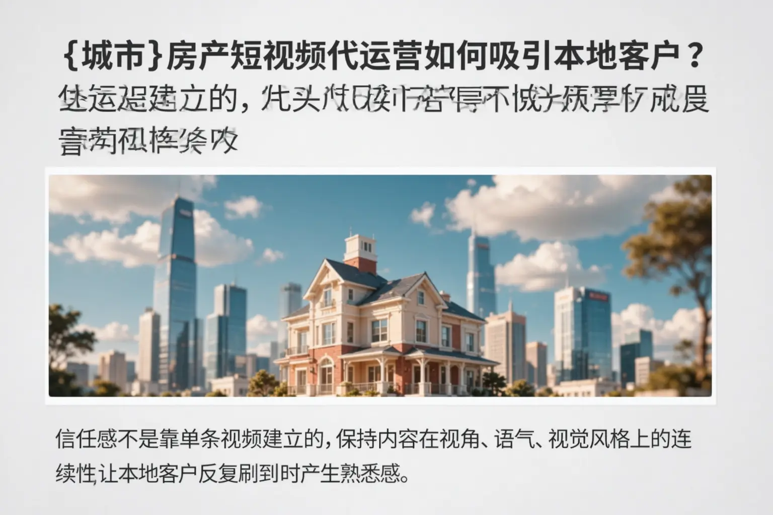 大洼房产短视频代运营如何吸引本地客户？